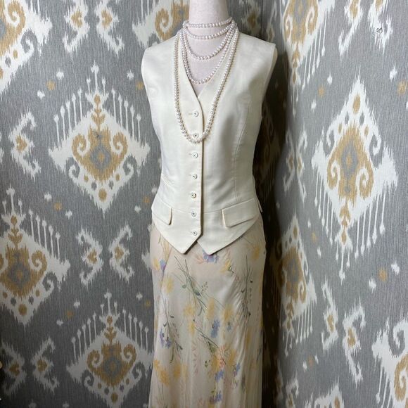 Ralph Lauren Pre-Spring 18 Collection Vanilla Wildflower Silk Chiffon Maxi Skirt - Picture 11 of 17